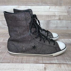 Converse Black Grey Glitter High Top Shoes 7.5